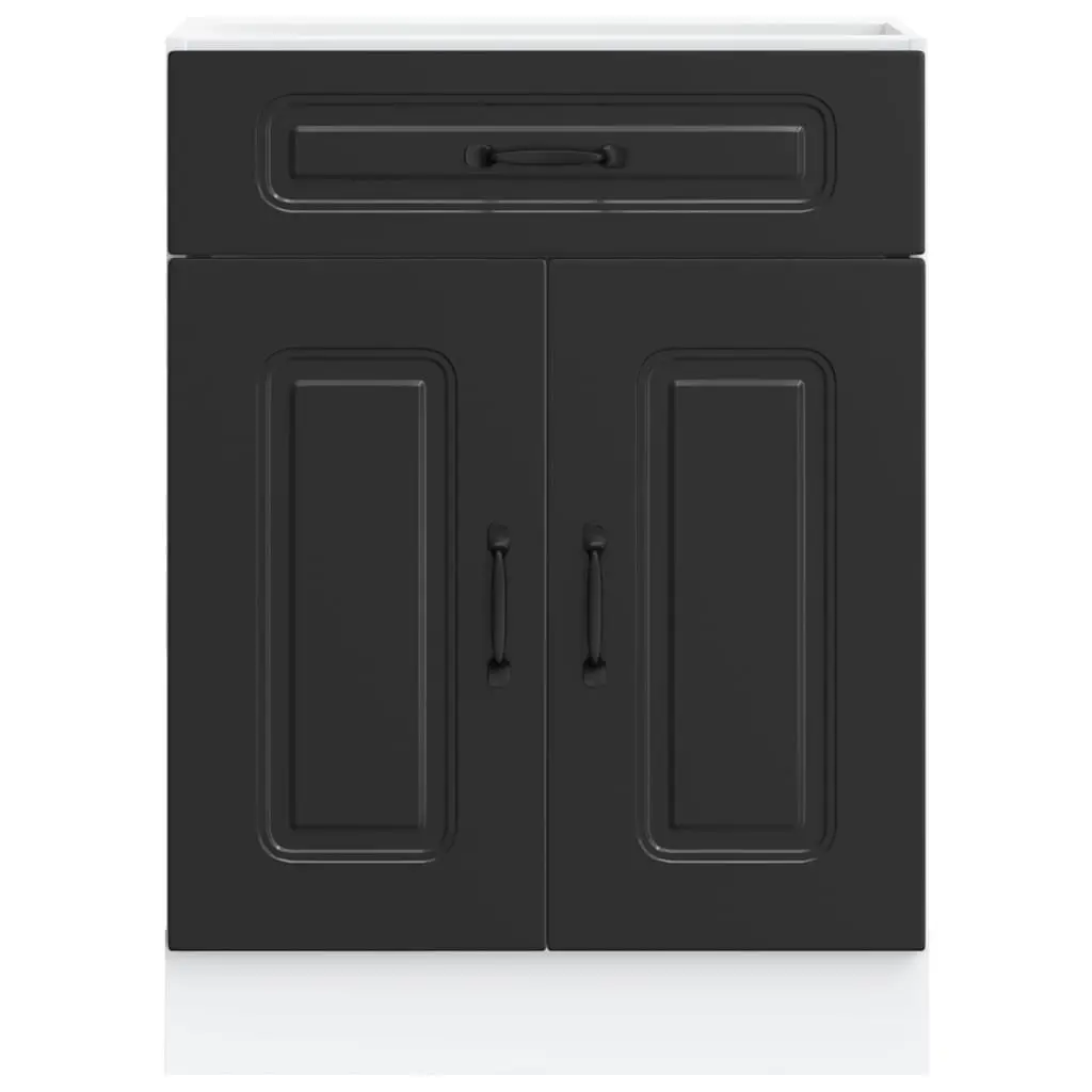 Black Engineered Wood Kitchen Base Cabinet with Adjustable Feet