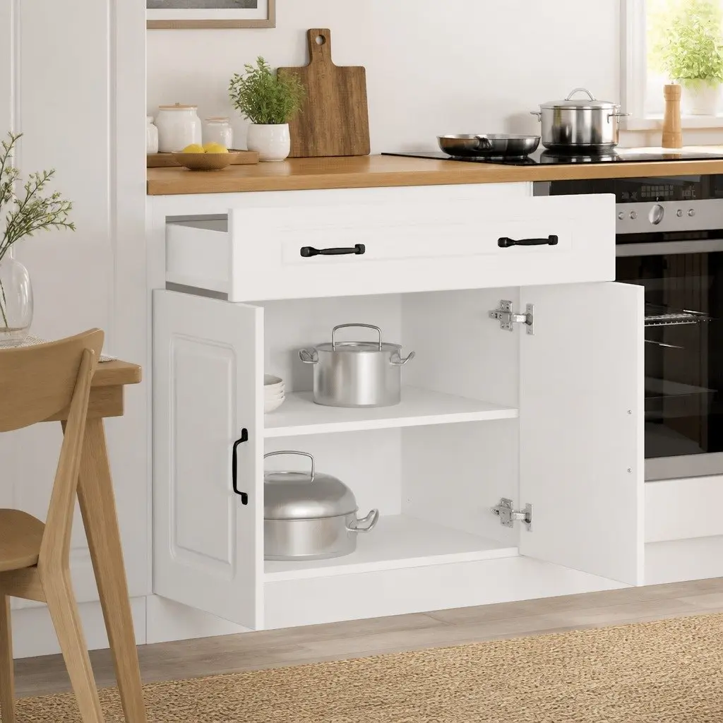 White Kitchen Base Cabinet with Adjustable Feet