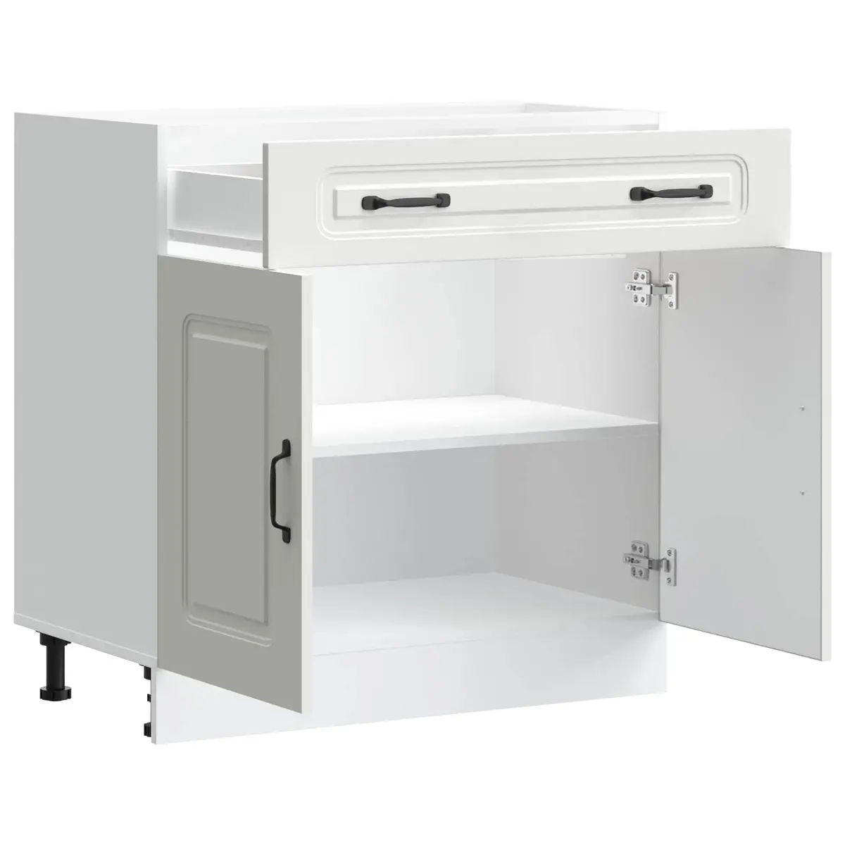 White Kitchen Base Cabinet with Adjustable Feet