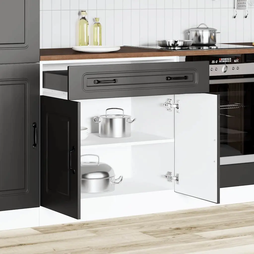 Black Engineered Wood Kitchen Base Cabinet