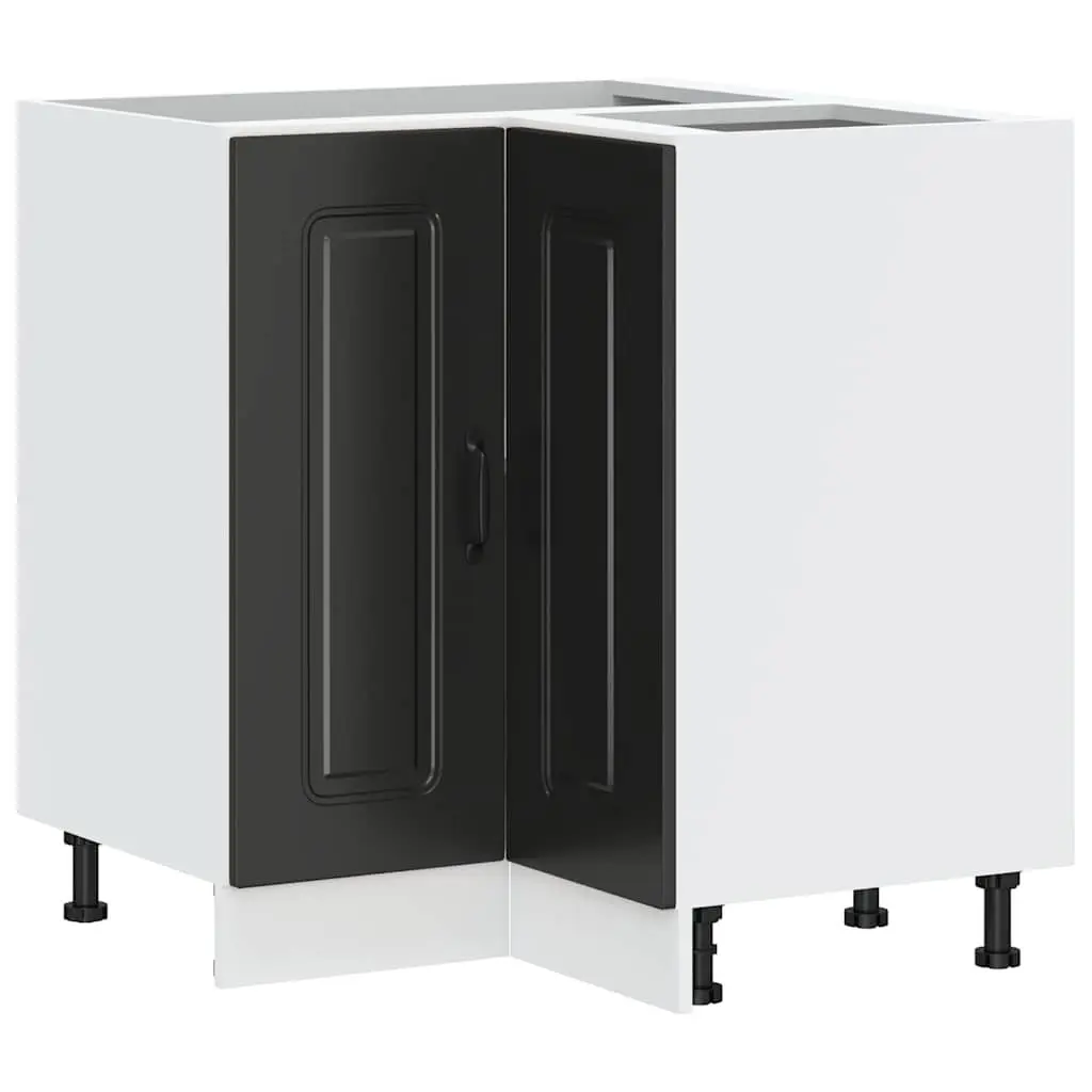 Black Engineered Wood Corner Base Cabinet