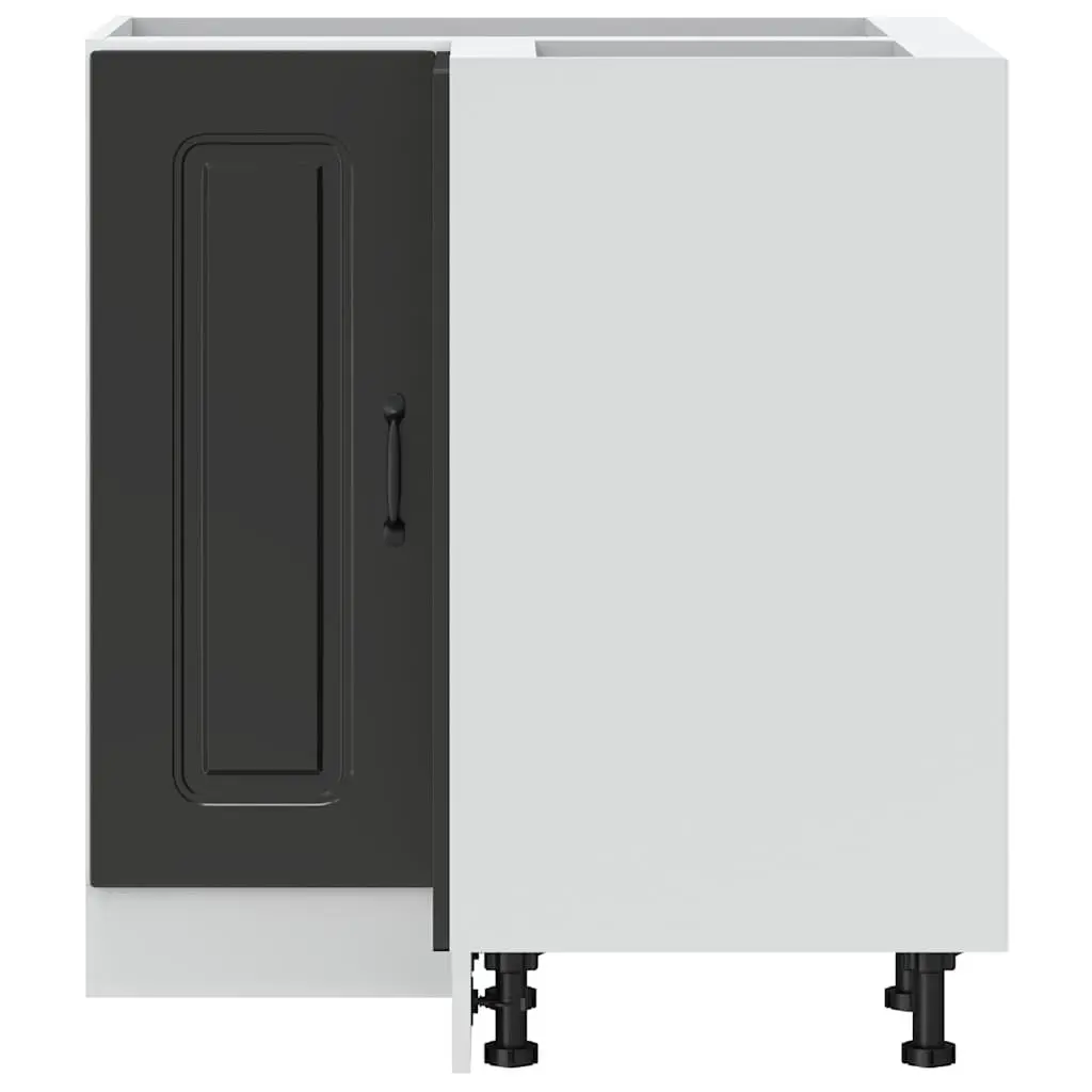 Black Engineered Wood Corner Base Cabinet