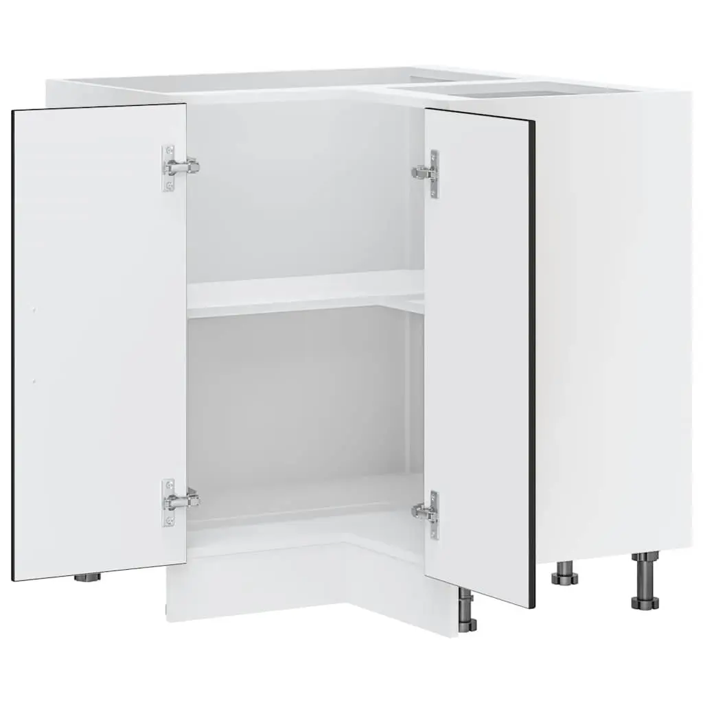 Black Engineered Wood Corner Base Cabinet
