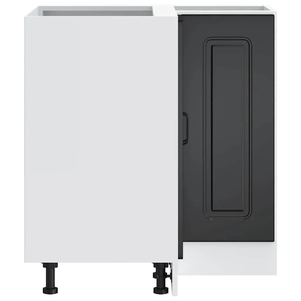 Black Engineered Wood Corner Base Cabinet