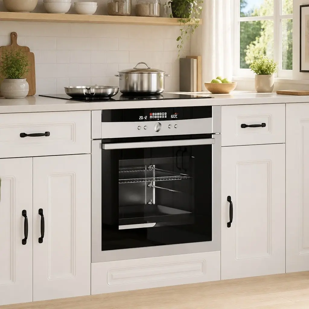 White Engineered Wood Kitchen Oven Cabinet