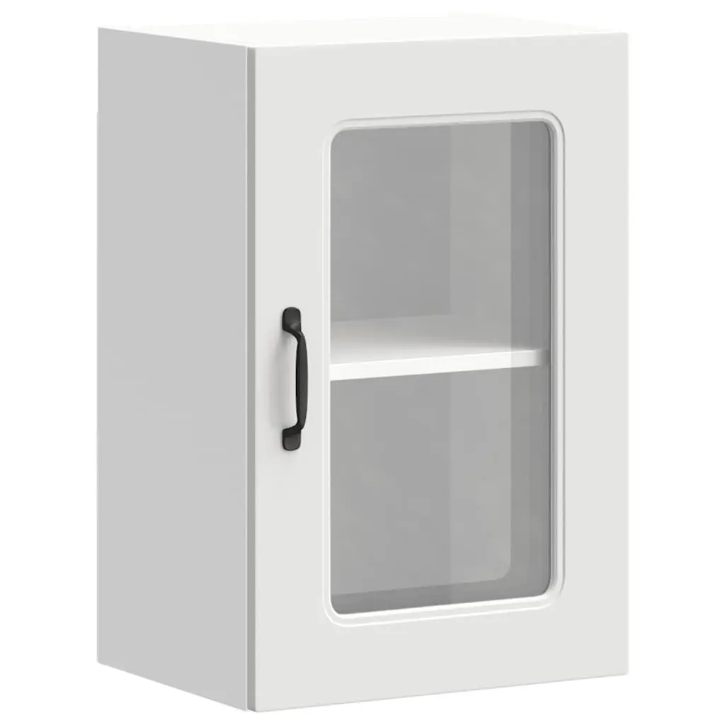 White Glass Door Kitchen Wall Cabinet for Storage