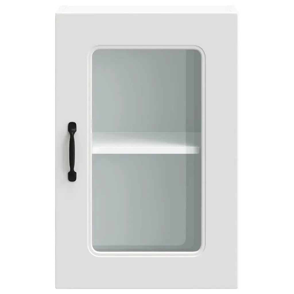 White Glass Door Kitchen Wall Cabinet for Storage