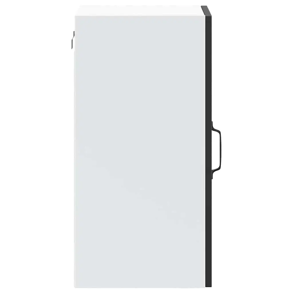 Kitchen Wall Cabinet Glass Door Storage Black Engineered Wood Organizer