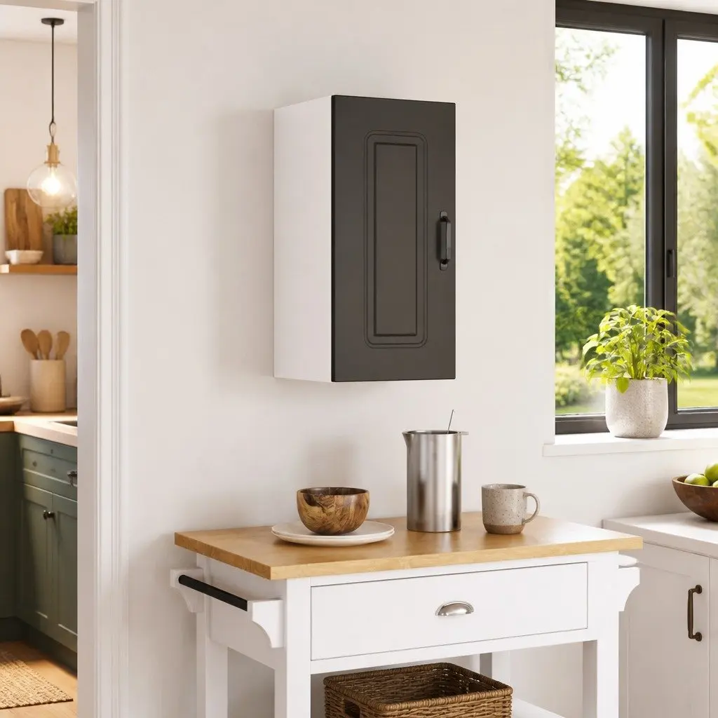 Black Engineered Wood Kitchen Wall Cabinet