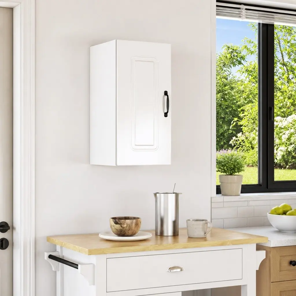 White High Gloss Storage Cupboard Door Engineered Wood Kitchen Wall Cabinet