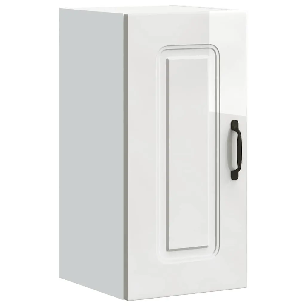 White High Gloss Storage Cupboard Door Engineered Wood Kitchen Wall Cabinet