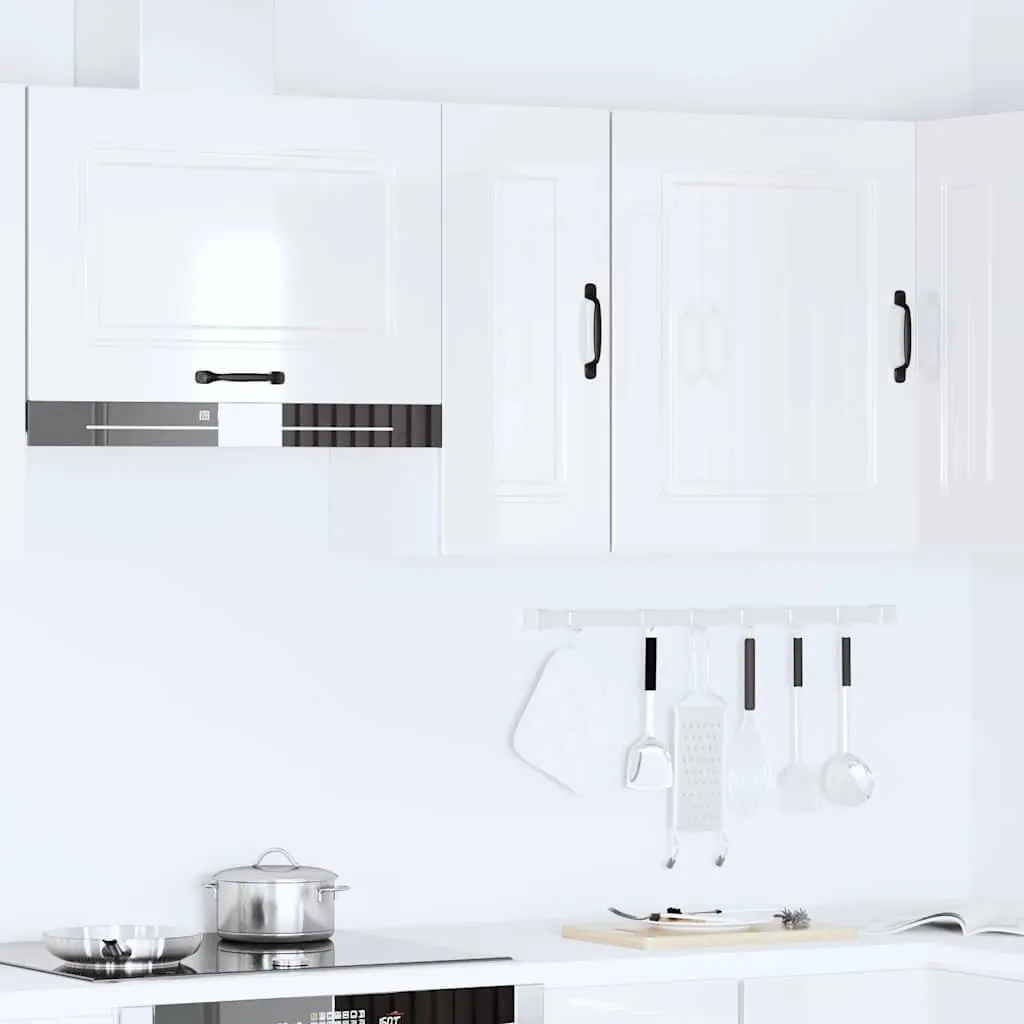 White High Gloss Storage Cupboard Door Engineered Wood Kitchen Wall Cabinet