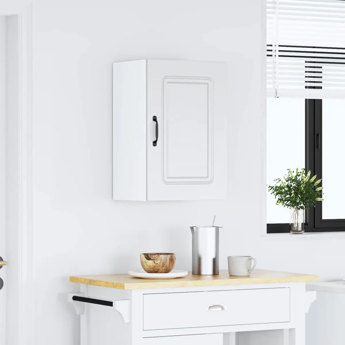 White Engineered Wood Wall Cabinet for Storage