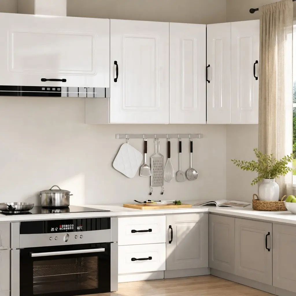 High Gloss White Kitchen Wall Cabinet with Organiser