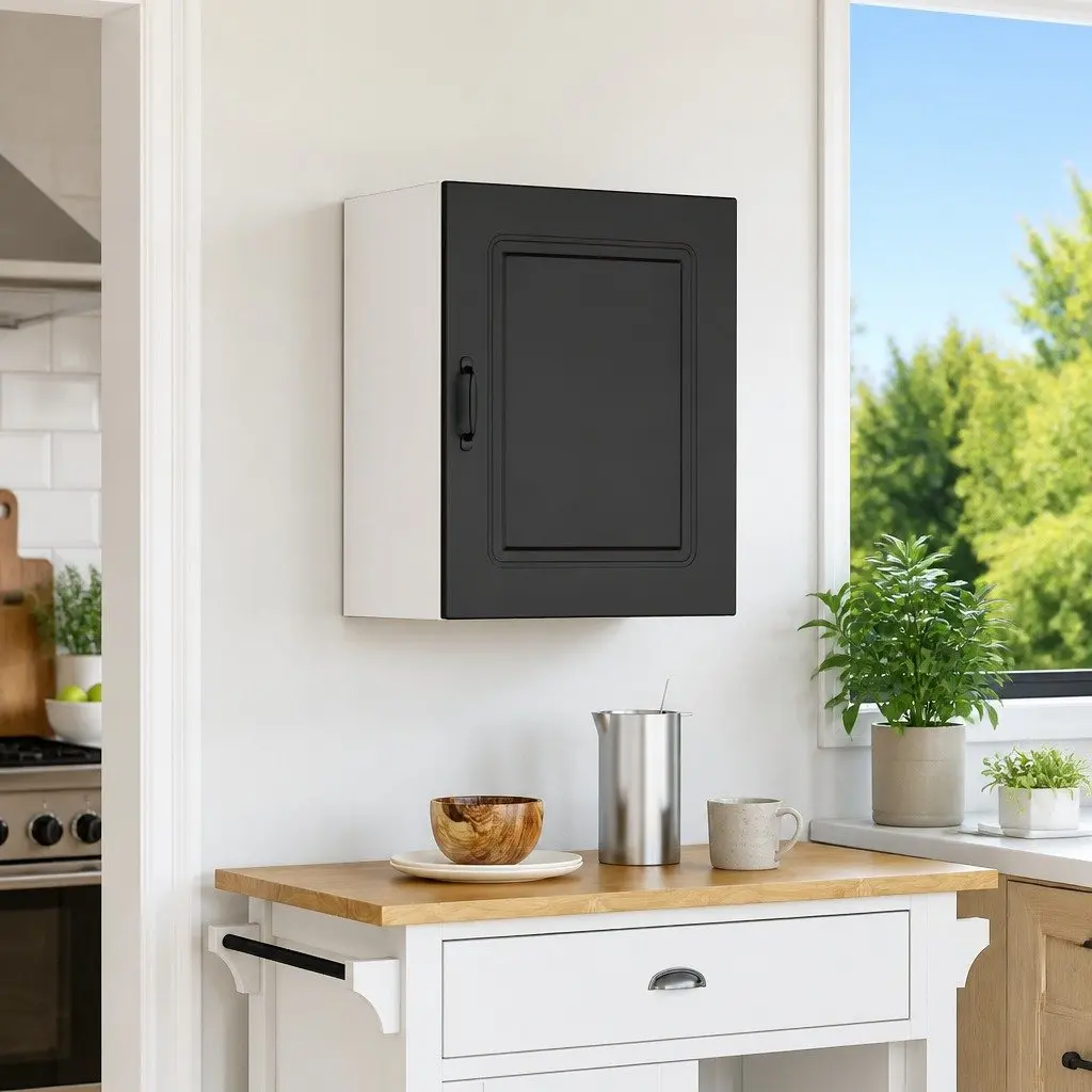 Black Engineered Wood Kitchen Wall Cabinet