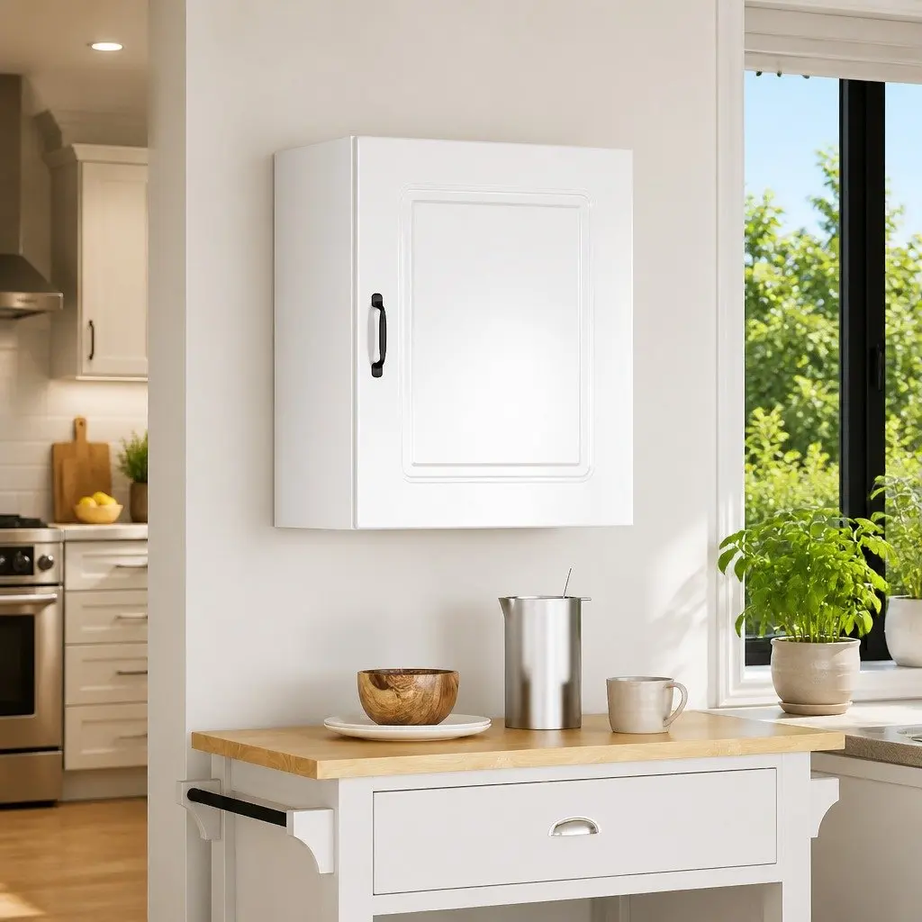 White Engineered Wood Kitchen Wall Cabinet