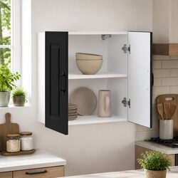 Black Engineered Wood Kitchen Wall Cabinet for Storage