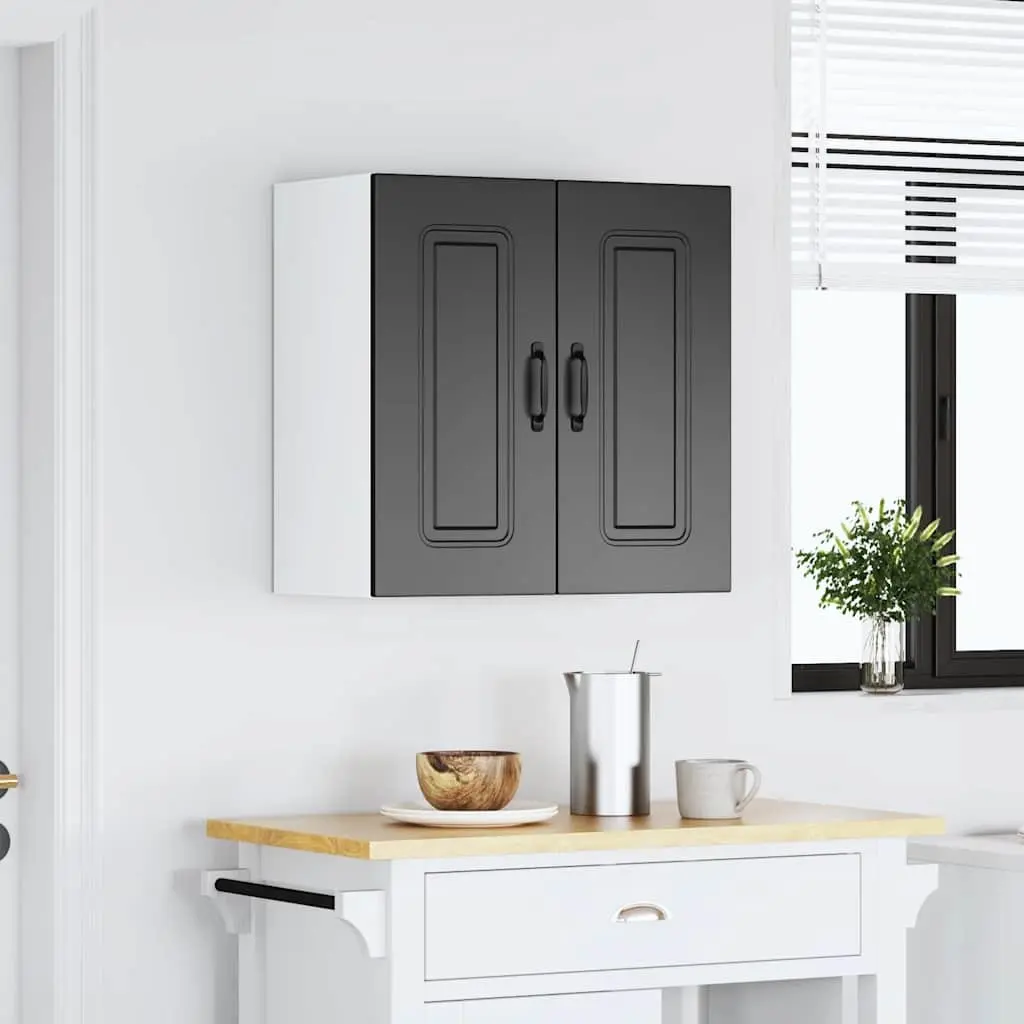 Black Engineered Wood Kitchen Wall Cabinet for Storage
