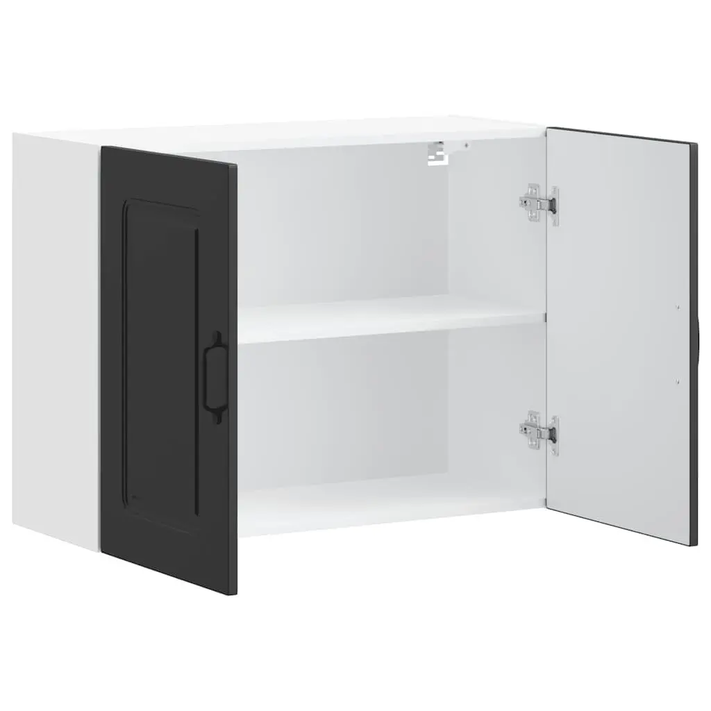 Black Engineered Wood Wall Cabinet for Kitchen