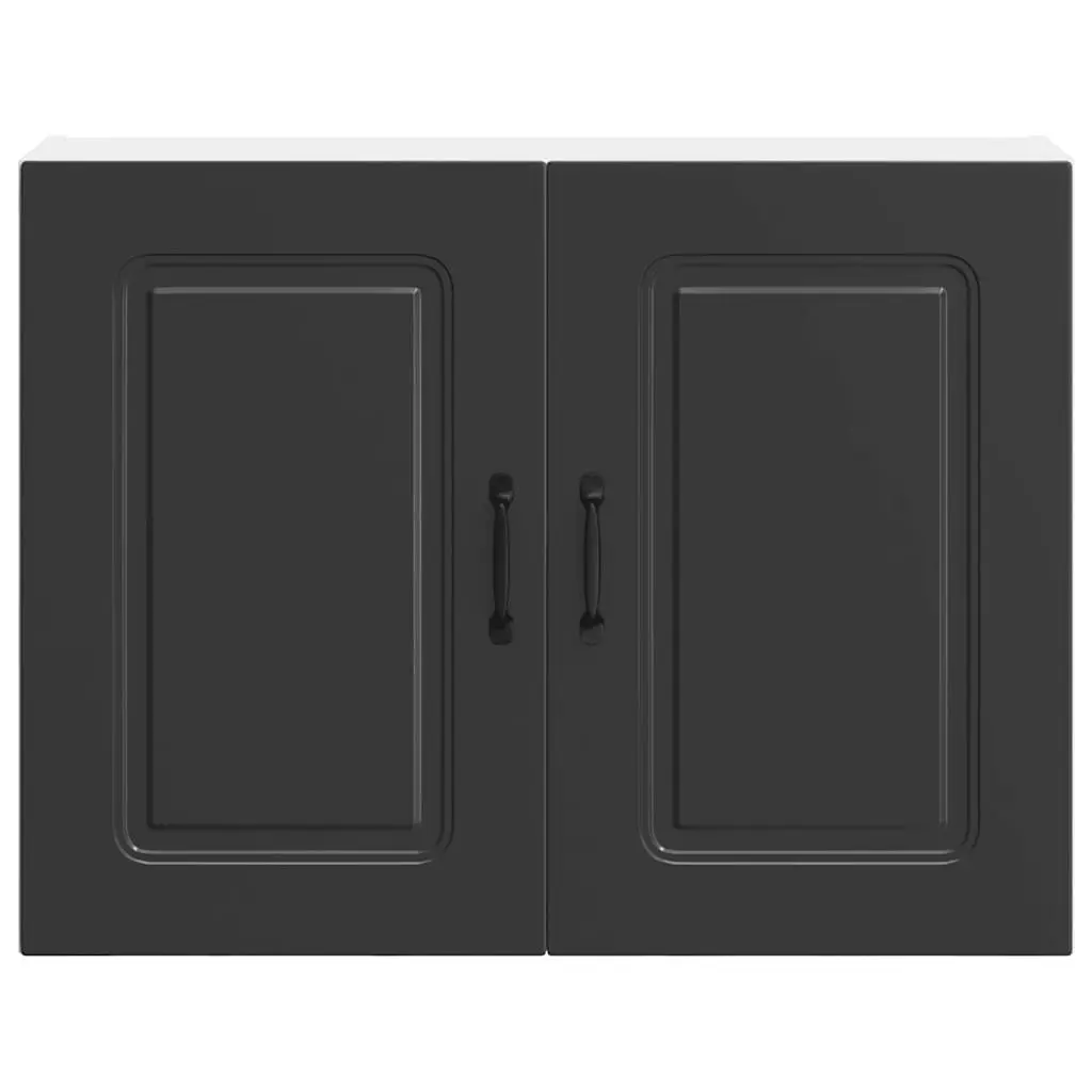 Black Engineered Wood Wall Cabinet for Kitchen