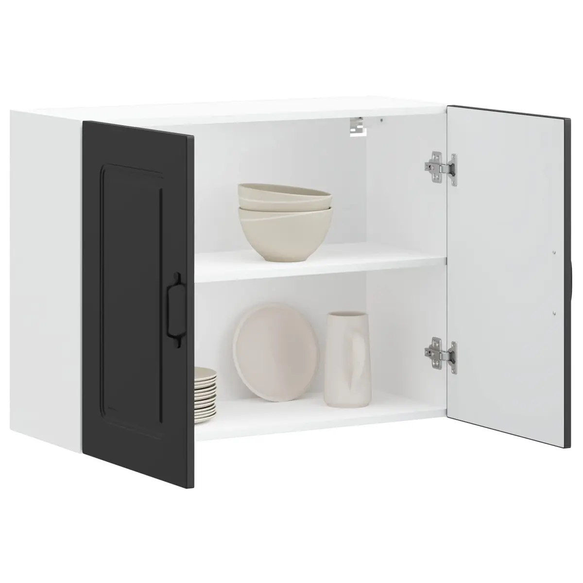 Black Engineered Wood Wall Cabinet for Kitchen