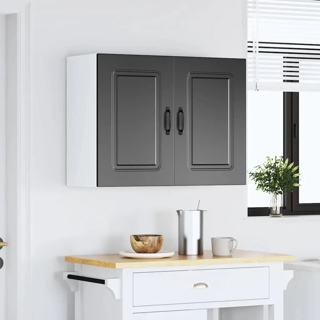Black Engineered Wood Wall Cabinet for Kitchen