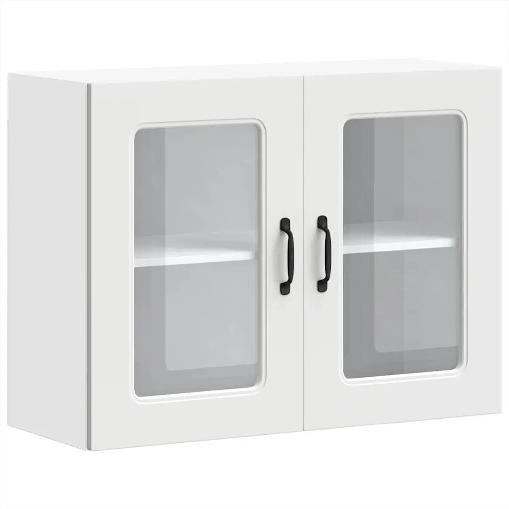 Wall-Mounted White Cabinet with Glass Door