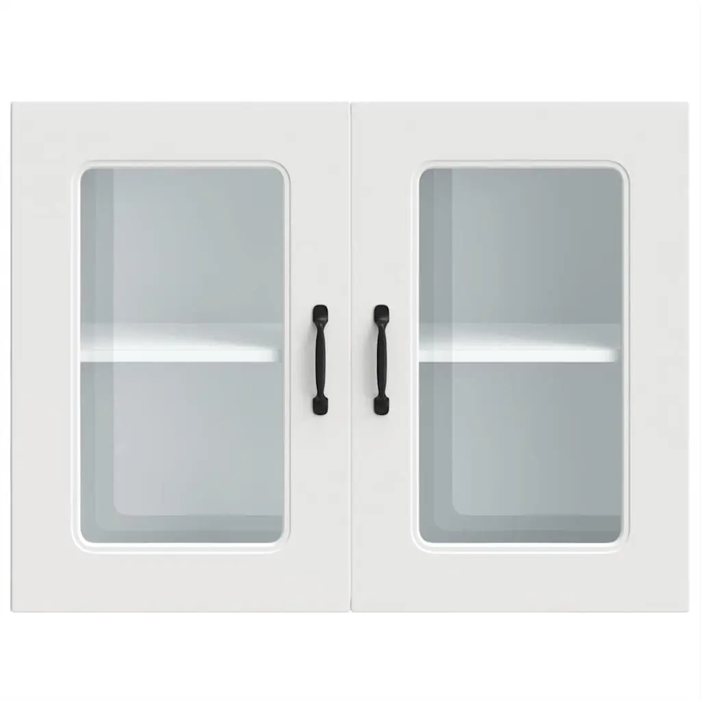 Wall-Mounted White Cabinet with Glass Door