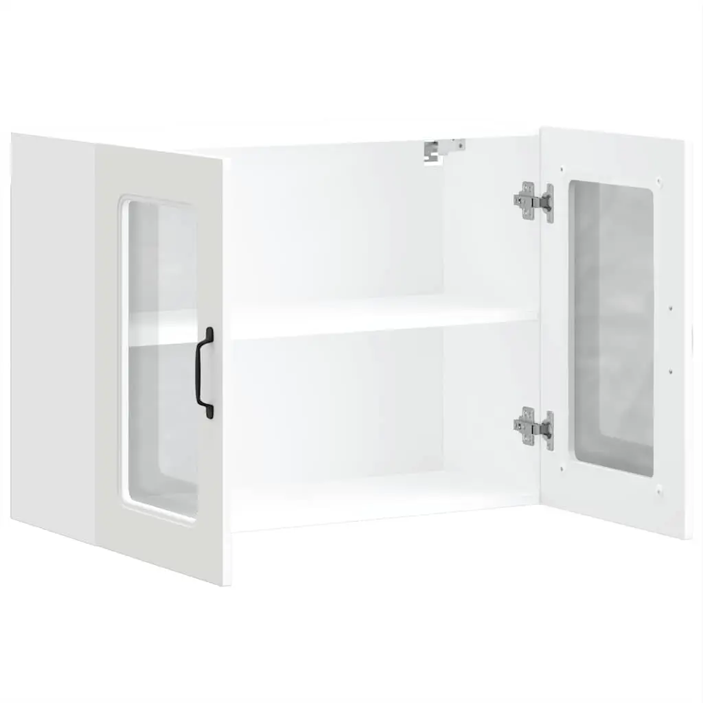 Wall-Mounted White Cabinet with Glass Door