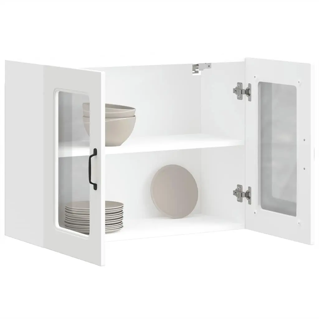Wall-Mounted White Cabinet with Glass Door