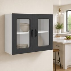 Premium Black Glass Door Kitchen Wall Cabinet