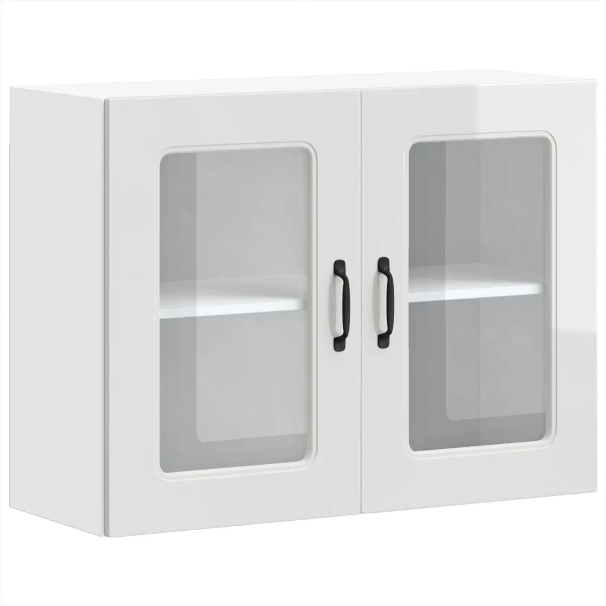 Kitchen Cabinet Engineered Wood Glass Door White High Gloss