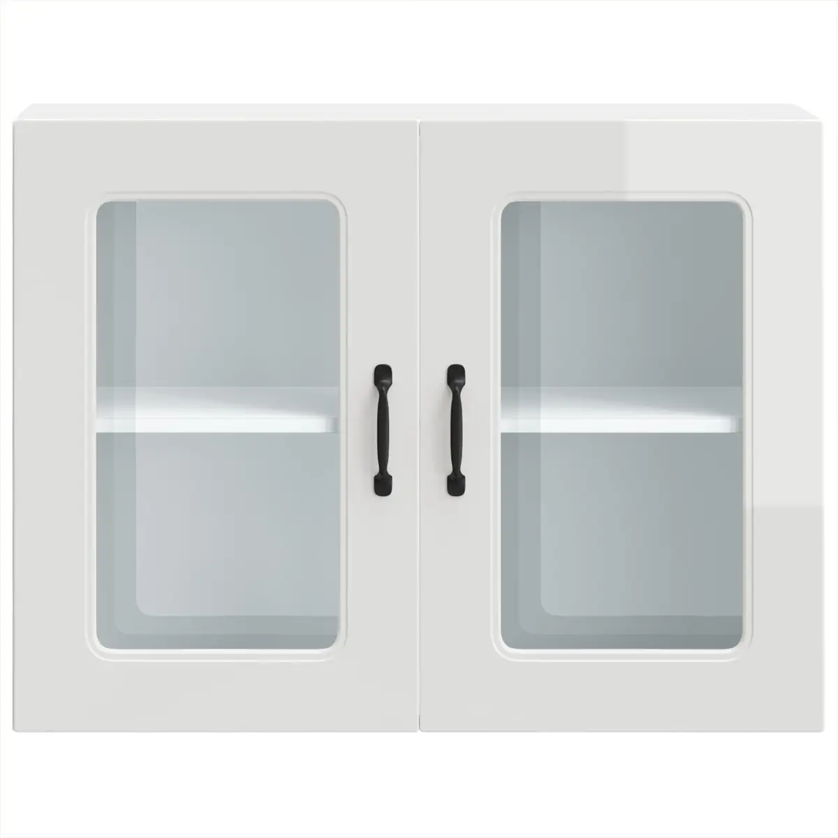 Kitchen Cabinet Engineered Wood Glass Door White High Gloss