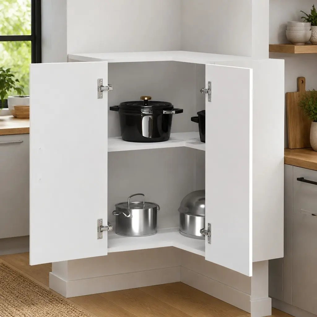 White Engineered Wood Kitchen Wall Corner Cabinet