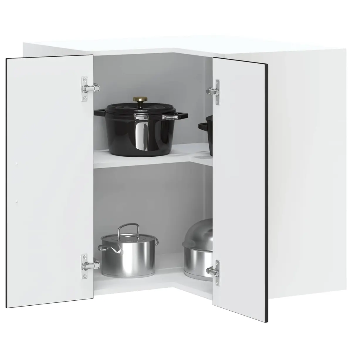 Black Engineered Wood Kitchen Wall Corner Cabinet