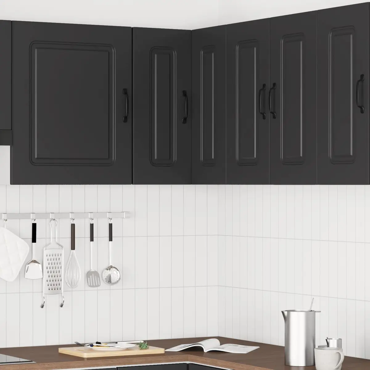 Black Engineered Wood Kitchen Wall Corner Cabinet