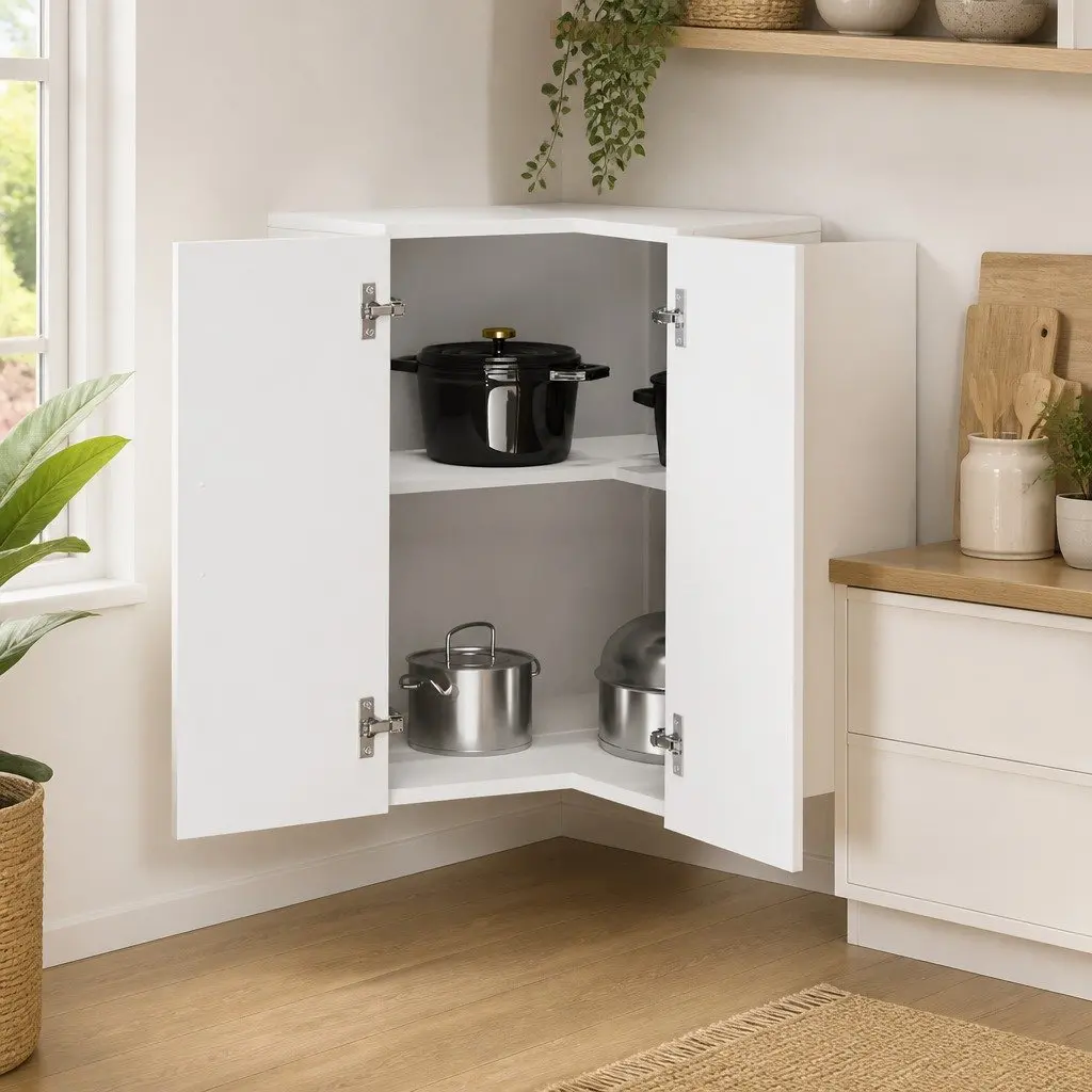 White High Gloss Wall Corner Cabinet for Kitchen Storage