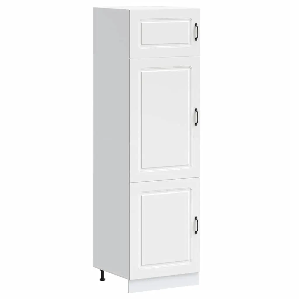 White Engineered Wood Kitchen Storage Cabinet with Adjustable Feet