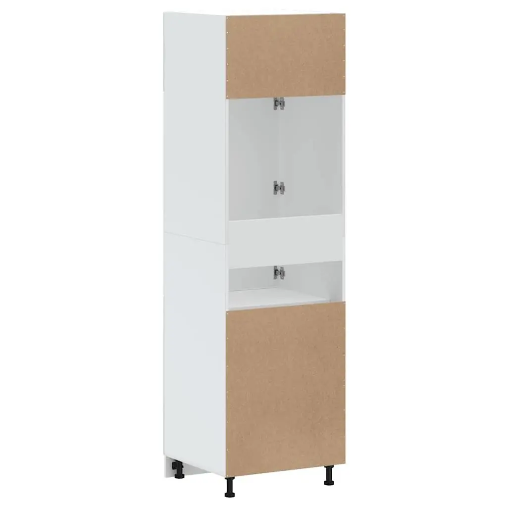 White Engineered Wood Kitchen Storage Cabinet with Adjustable Feet