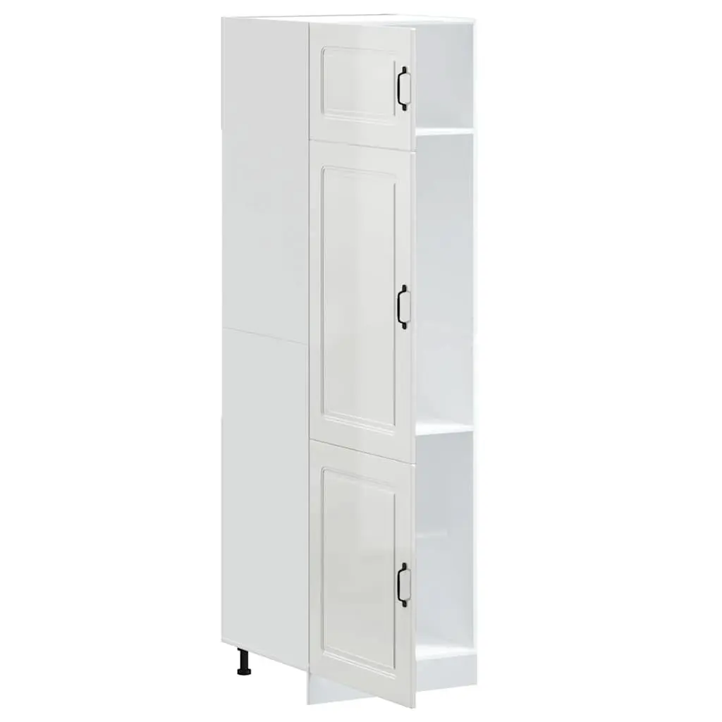 Kitchen Cabinet Engineered Wood Adjustable High Gloss White