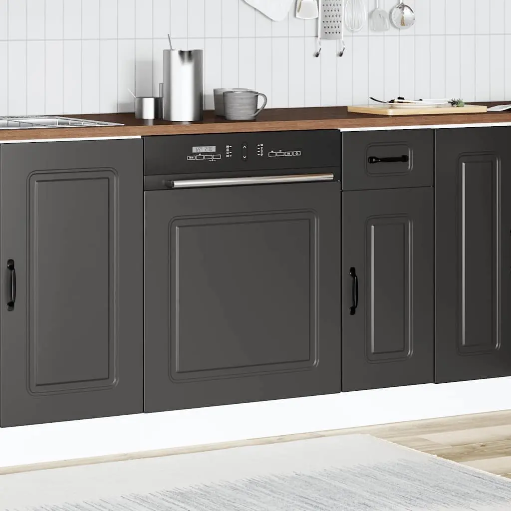 Dishwasher Panel Engineered Wood 60x1.5x57cm Black