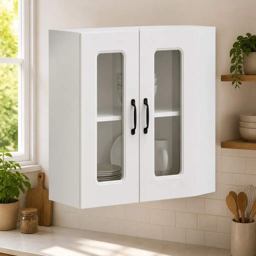 Wall-Mounted Kitchen Cabinet with Glass Door