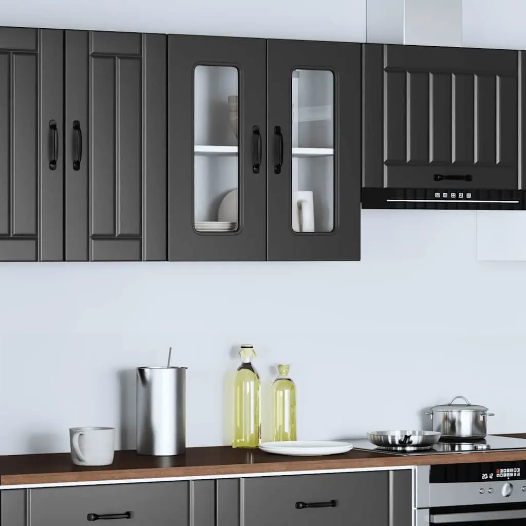 Black Engineered Wood Kitchen Wall Cabinet