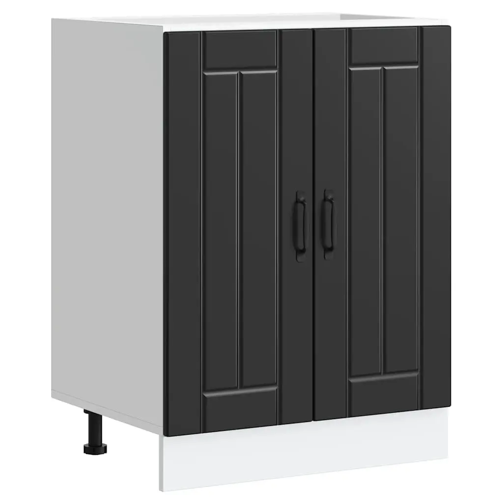 Black Engineered Wood Sink Base Cabinet for Kitchen Storage