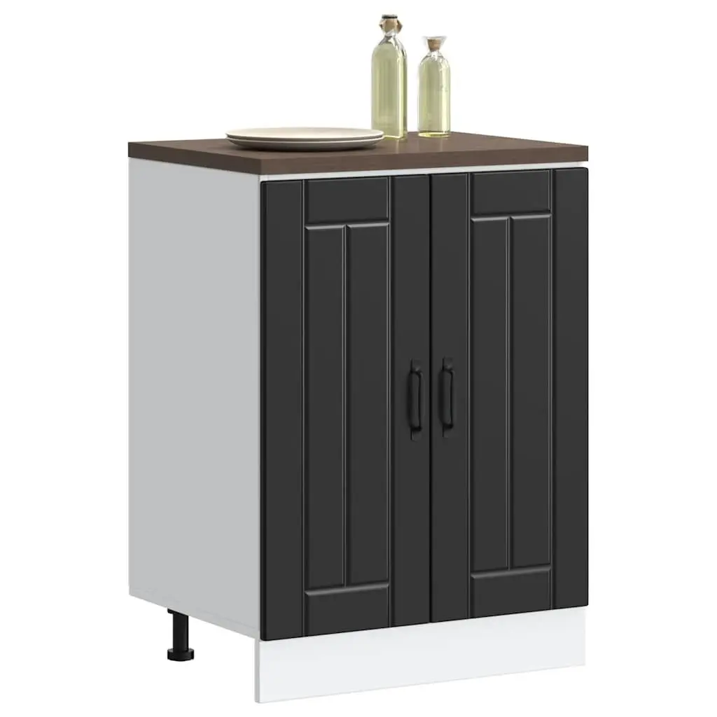 Black Engineered Wood Sink Base Cabinet for Kitchen Storage