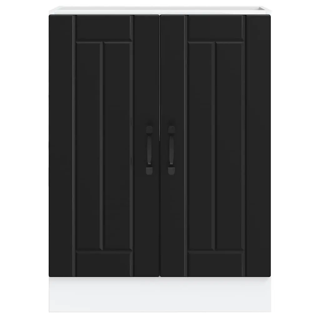 Black Engineered Wood Sink Base Cabinet for Kitchen Storage