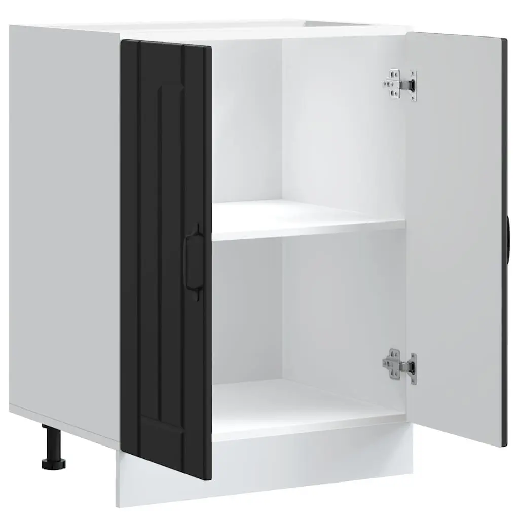 Black Engineered Wood Sink Base Cabinet for Kitchen Storage