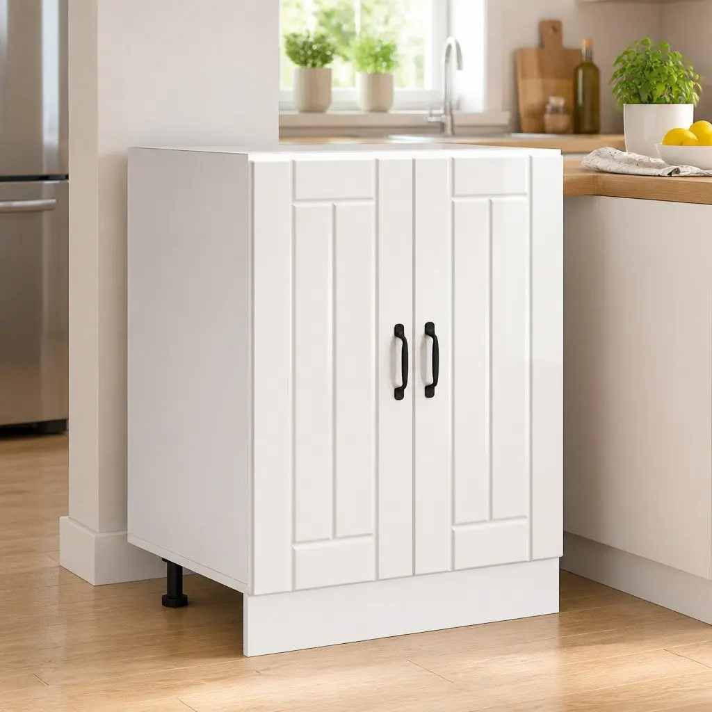 High Gloss White Engineered Wood Sink Base Cabinet