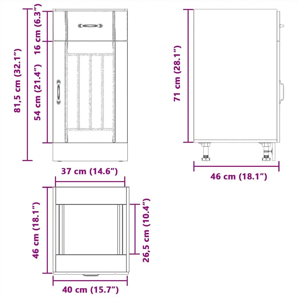 White Engineered Wood Kitchen Base Cabinet