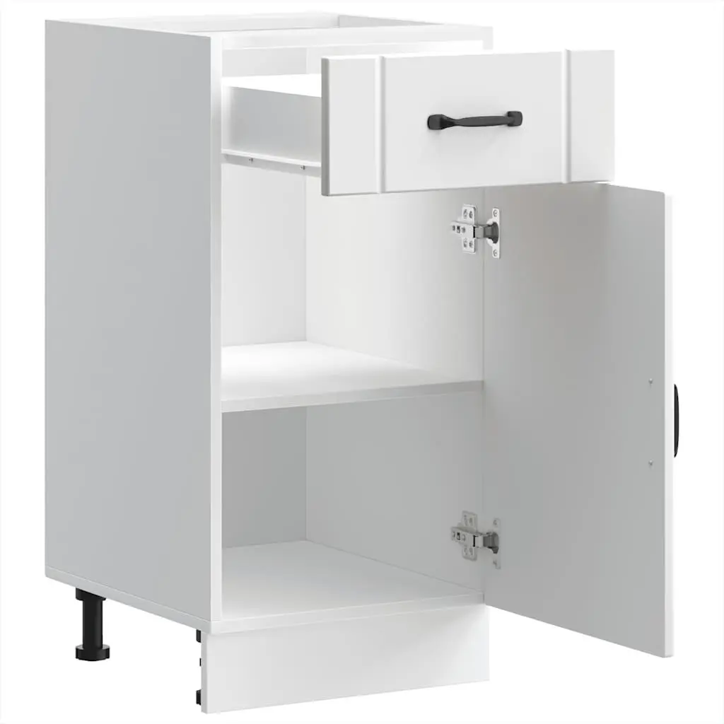 White Engineered Wood Kitchen Base Cabinet